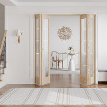 Load image into Gallery viewer, Solid Wood Glass Unfinished Bi-Fold Door With Installation Hardware Kit