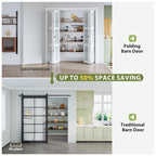 Frosted Glass And Solid Manufactured Wood Bi-Fold Door With Installation Hardware Kit