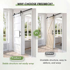 White Barn Door with Sliding Door Hardware Kit Included & Handle,Solid PVC Surface,DIY Assembly,5-Panel