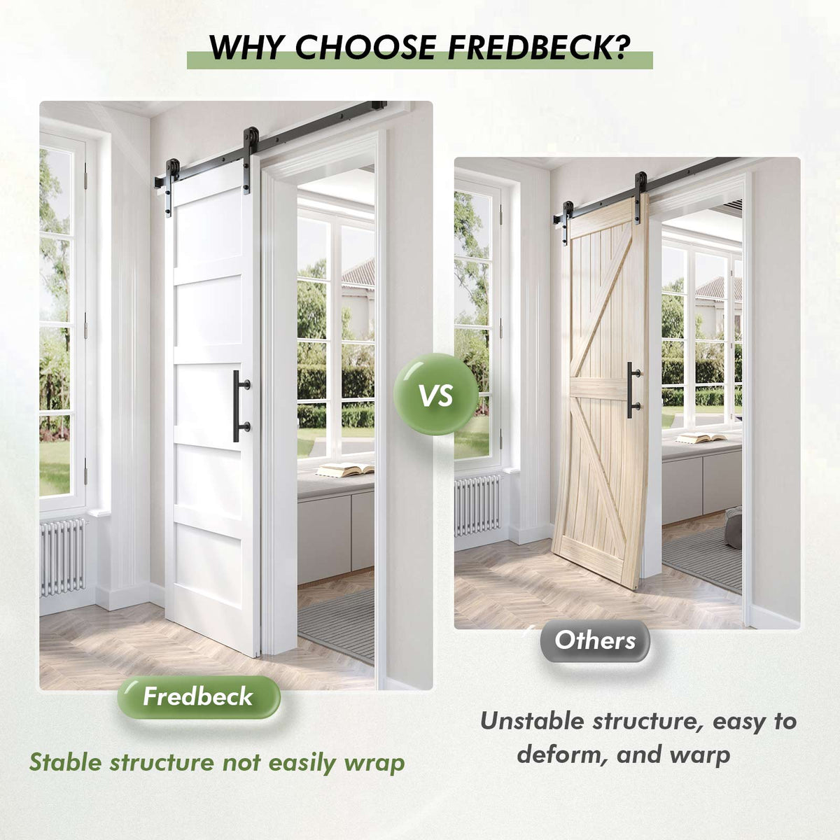 White Barn Door with Sliding Door Hardware Kit Included & Handle,Solid PVC Surface,DIY Assembly,5-Panel