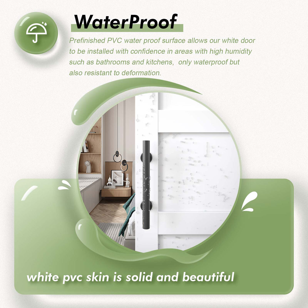 White Barn Door with Sliding Door Hardware Kit Included & Handle,Solid PVC Surface,DIY Assembly,5-Panel