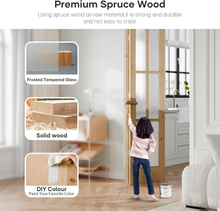 Load image into Gallery viewer, 30"x 80" (Double 15" x 80") Bifold Barn Door, Tempered Frosted Glass Bifold Closet Door with 2.5FT Concealed Hardware Kit, Preassembled French Bifold Wood Door, Easy to Assemble,DIY Coloring