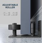 Sliding Barn Door Bottom Floor Guide,Adjustable Roller,Wall Mount System,Flush Flat Bottom Design,8 Assemble Setup Options,Fit All Size Door,Black