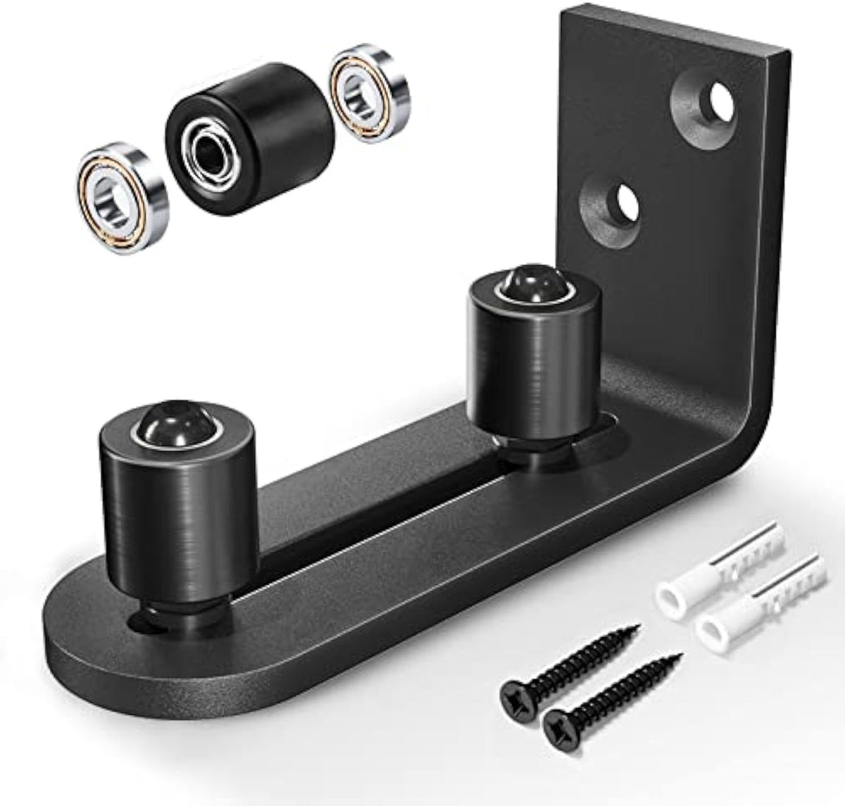 EaseLife Sliding Barn Door Bottom Floor Guide - Barn Door Hardware for DIY Users, Adjustable Ball Bearing Rollers, Wall-Mount, Flush-Bottom for Sleek Look, Side Access for Easy Install, Stability & Support