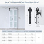 EaseLife 30"x84" Bifold Frosted Glass Barn Door – Modern Double Panel with Hardware Kit, Space-Saving Folding Design for Interior Use