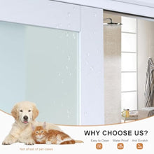 Load image into Gallery viewer, EaseLife Bypass Sliding Closet Doors – Frosted Glass Panels with Hardware Kit, Preassembled White MDF Barn Doors