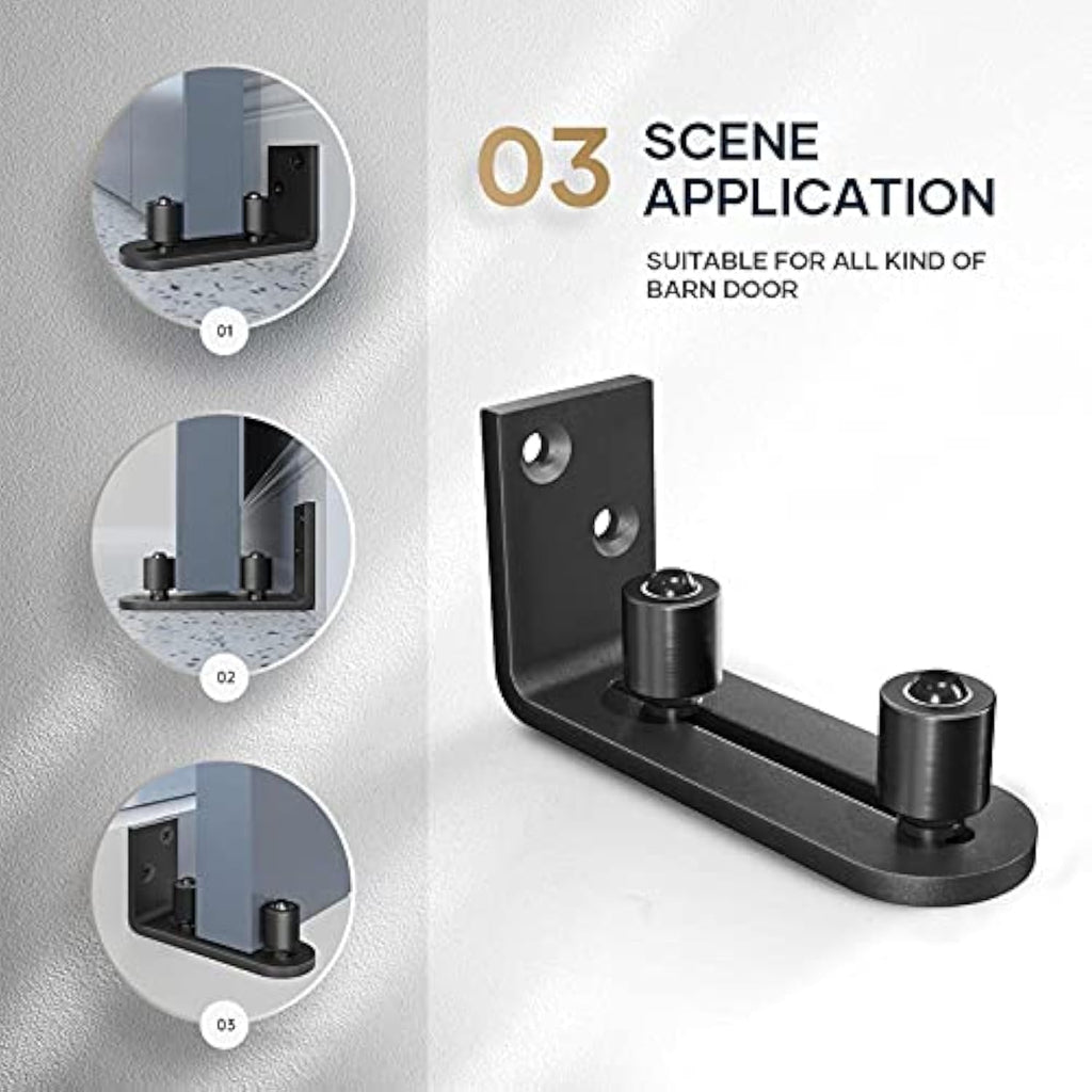 EaseLife Sliding Barn Door Bottom Floor Guide - Barn Door Hardware for DIY Users, Adjustable Ball Bearing Rollers, Wall-Mount, Flush-Bottom for Sleek Look, Side Access for Easy Install, Stability & Support