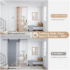 EaseLife Bifold Closet Door,French Glass Barn Doors with  Bi-Fold Sliding Hardware Kit Included,Preassembled Door,Easy Install,DIY staining