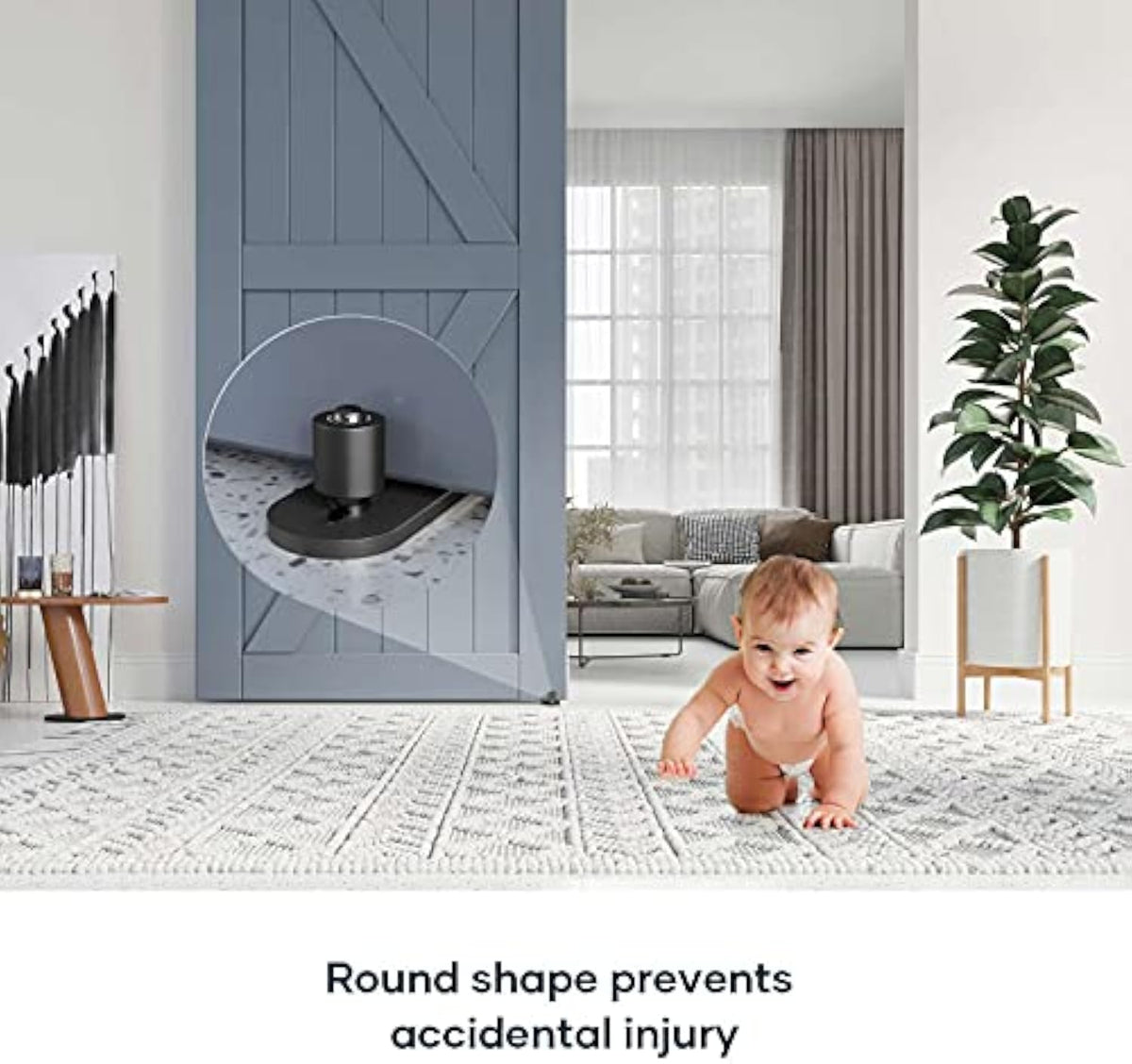 EaseLife Sliding Barn Door Bottom Floor Guide - Barn Door Hardware for DIY Users, Adjustable Ball Bearing Rollers, Wall-Mount, Flush-Bottom for Sleek Look, Side Access for Easy Install, Stability & Support