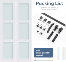 Load image into Gallery viewer, EaseLife Preassembled Bi-Fold Doors, for 30&quot;x 80&quot; Opening,Tempered Frosted Glass Closet Folding Barn Door with Concealed Hardware Kit,MDF Wood Panel,Water-Proof PVC Surface,Easy Installation