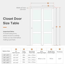 Load image into Gallery viewer, EaseLife Bypass Sliding Closet Doors – Frosted Glass Panels with Hardware Kit, Preassembled White MDF Barn Doors