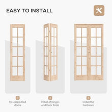 Load image into Gallery viewer, EaseLife Bifold Closet Door,for 36in x 80in (Double 18x80) Opening,French Glass Barn Doors with 3FT Concealed Bi-Fold Sliding Hardware Kit Included,Preassembled Door,Easy Install,DIY staining