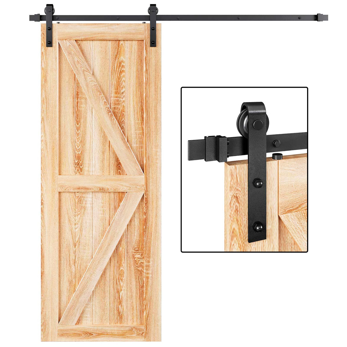 EaseLife Heavy Duty Sliding Barn Door Hardware Track Kit,Ultra Hard Sturdy,Slide Smoothly Quietly,Easy Install