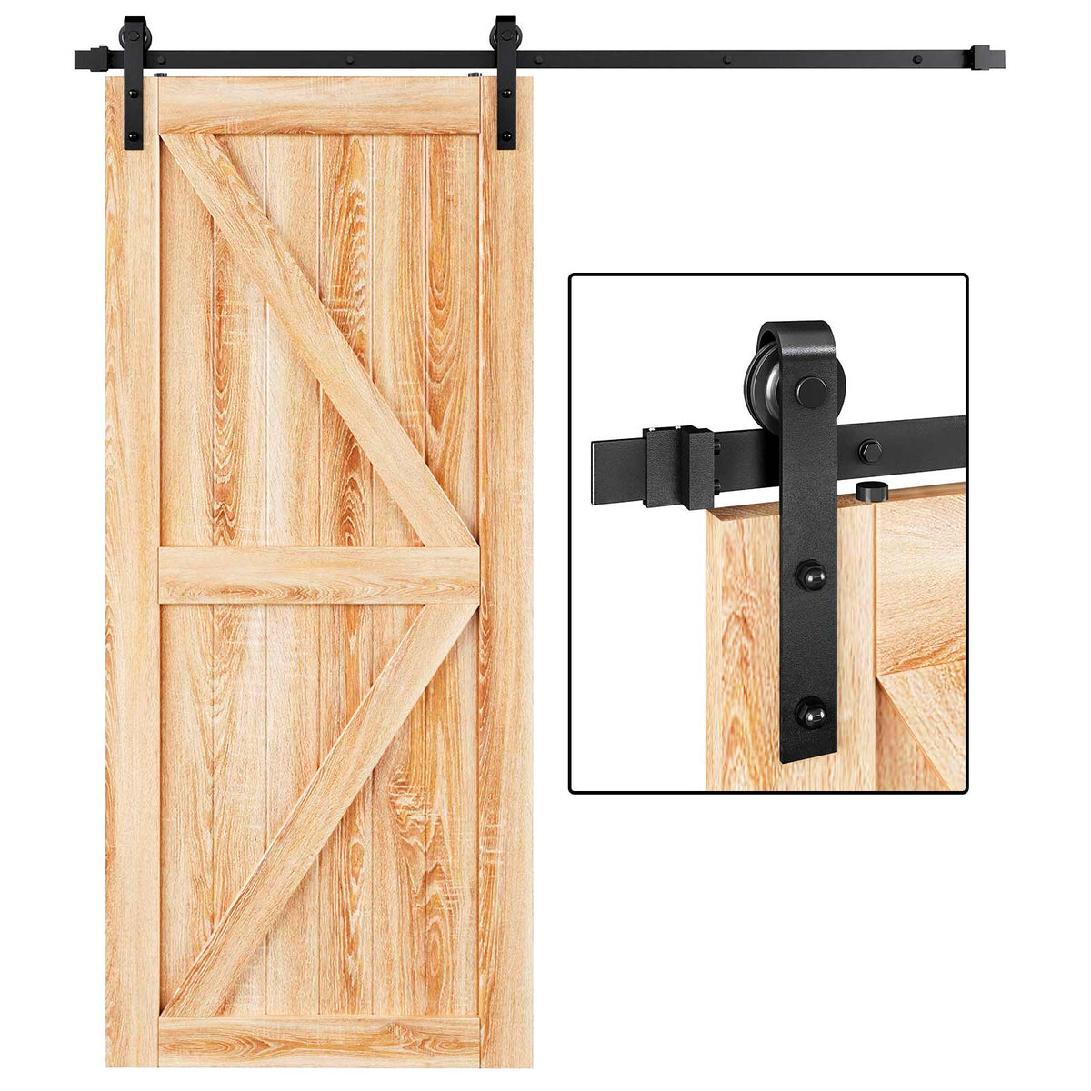 EaseLife Heavy Duty Sliding Barn Door Hardware Track Kit,Ultra Hard Sturdy,Slide Smoothly Quietly,Easy Install