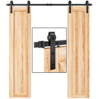 EaseLife Double Door Sliding Barn Door Hardware Track Kit,Basic J Pulley,Heavy Duty,Slide Smoothly Quietly,Easy Install