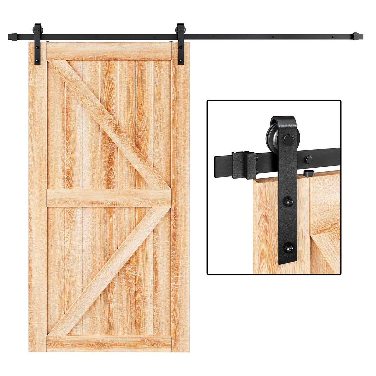 EaseLife Heavy Duty Sliding Barn Door Hardware Track Kit,Ultra Hard Sturdy,Slide Smoothly Quietly,Easy Install