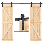 EaseLife Double Door Sliding Barn Door Hardware Track Kit,Basic J Pulley,Heavy Duty,Slide Smoothly Quietly,Easy Install