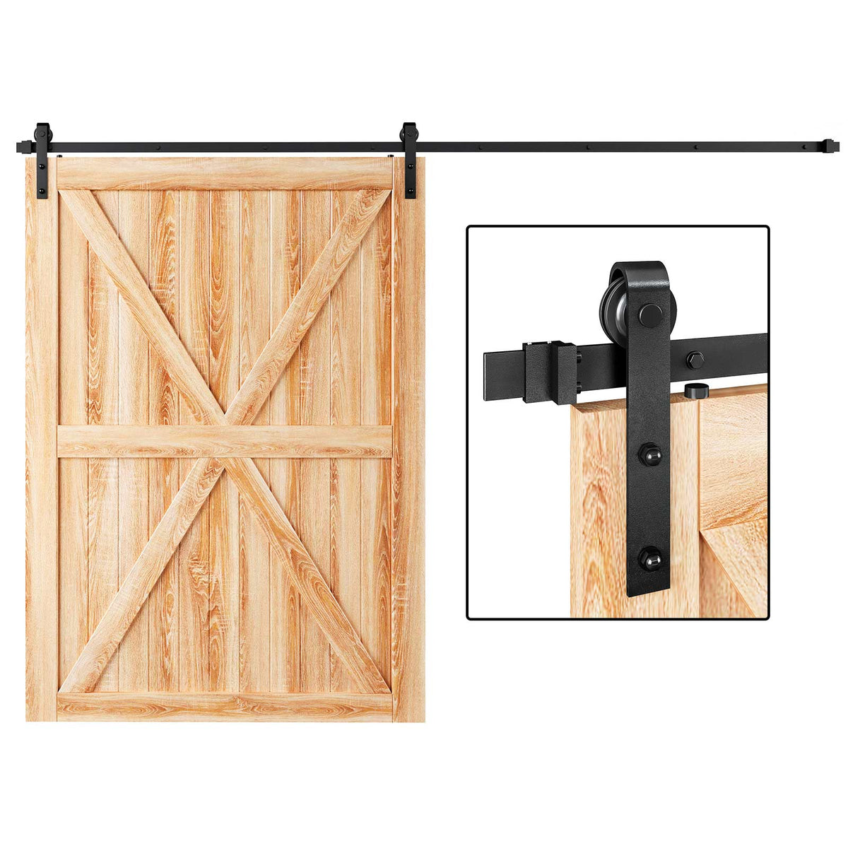 EaseLife Heavy Duty Sliding Barn Door Hardware Track Kit,Ultra Hard Sturdy,Slide Smoothly Quietly,Easy Install