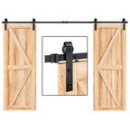 EaseLife Double Door Sliding Barn Door Hardware Track Kit,Basic J Pulley,Heavy Duty,Slide Smoothly Quietly,Easy Install