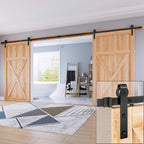 EaseLife Double Door Sliding Barn Door Hardware Track Kit,Basic J Pulley,Heavy Duty,Slide Smoothly Quietly,Easy Install