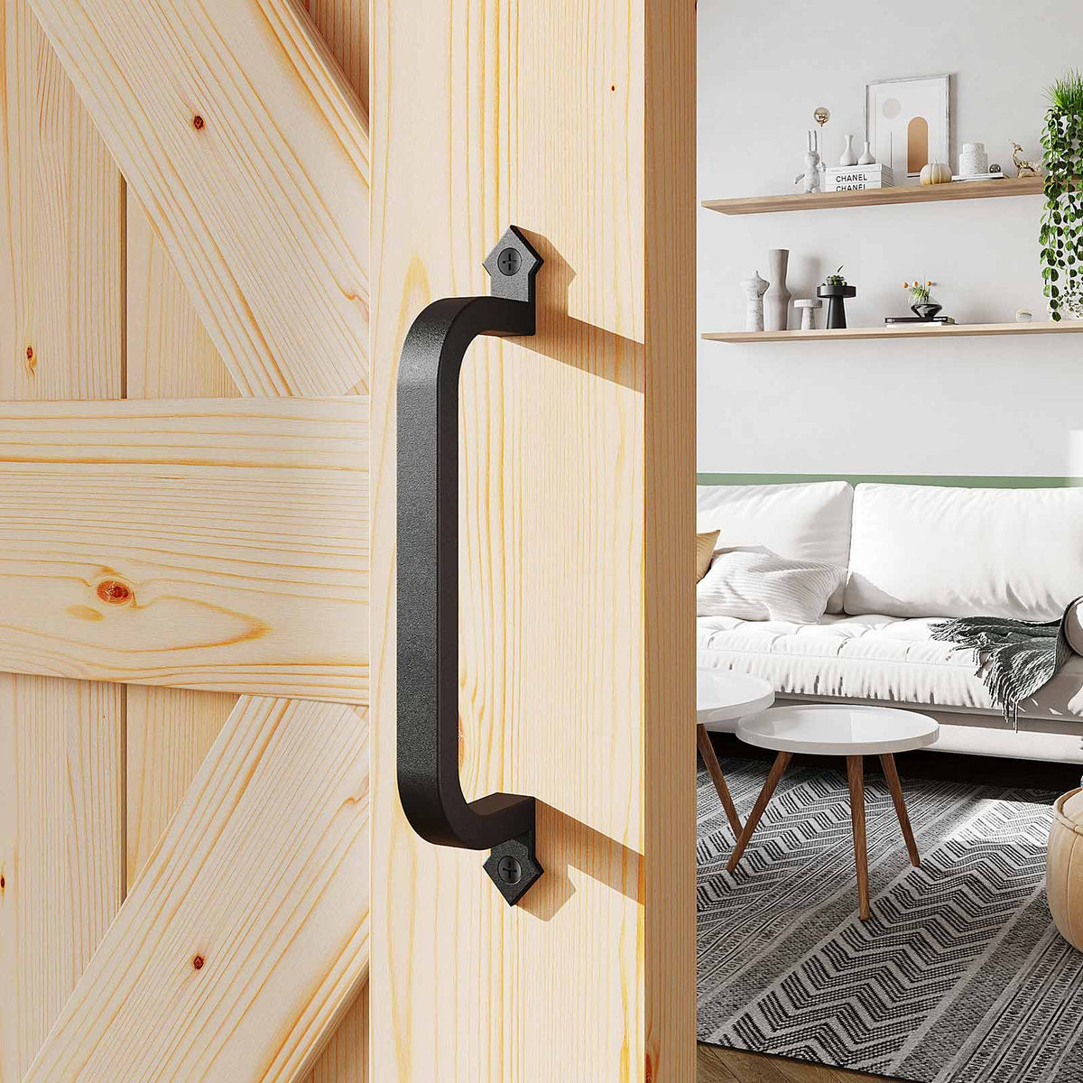 EaseLife Barn Door Pull Handle,Rustic Black Cast Iron Grab,Easy Install…