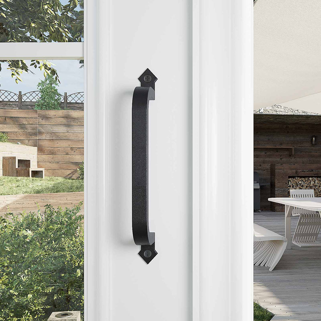 EaseLife Barn Door Pull Handle,Rustic Black Cast Iron Grab,Easy Install…