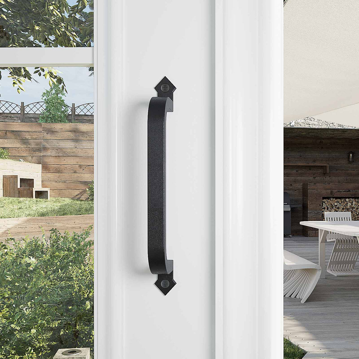 EaseLife Barn Door Pull Handle,Rustic Black Cast Iron Grab,Easy Install…
