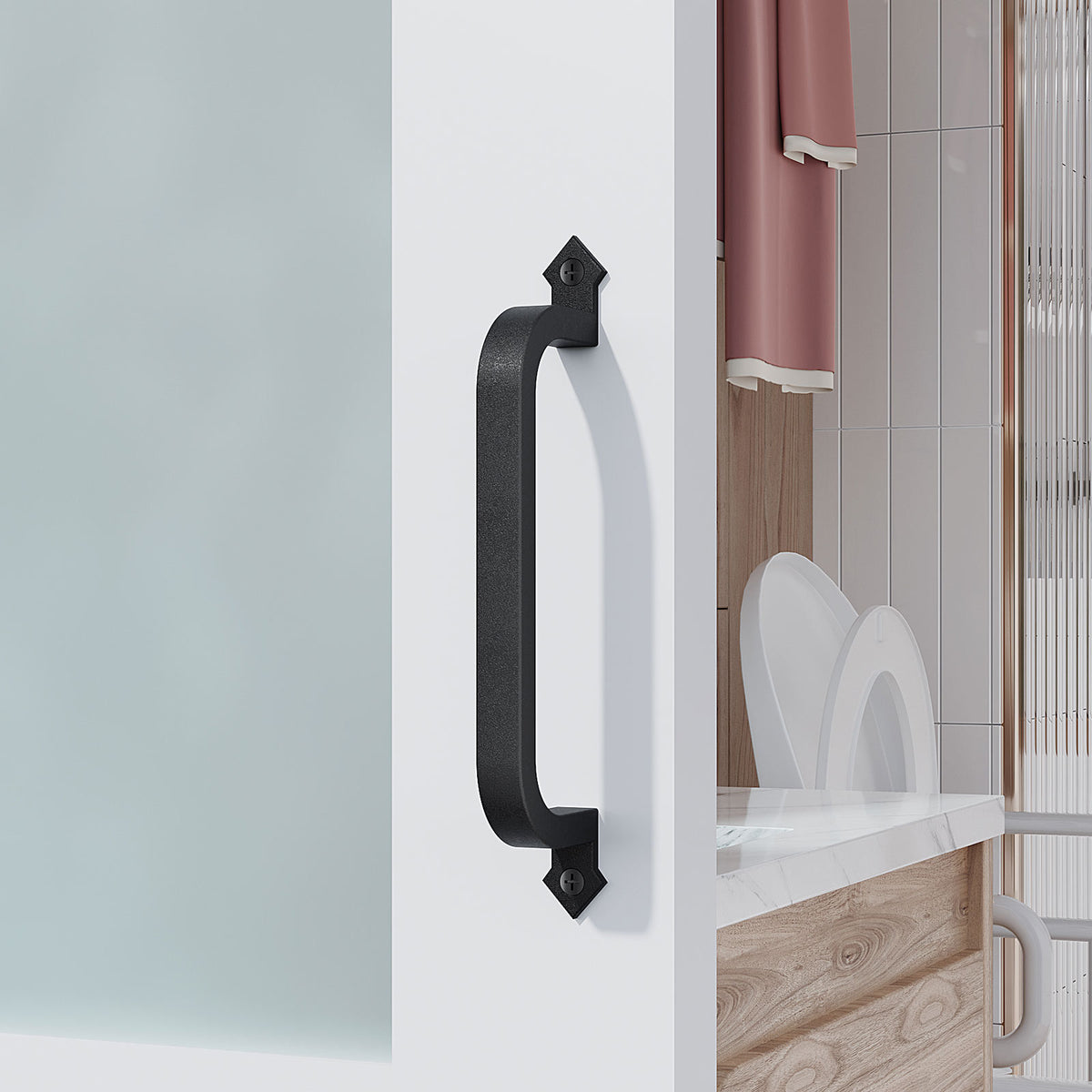 EaseLife Barn Door Pull Handle,Rustic Black Cast Iron Grab,Easy Install…
