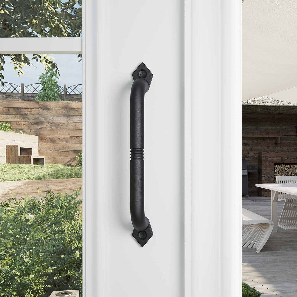 EaseLife Barn Door Pull Handle,Rustic Black Cast Iron Grab,Easy Install…