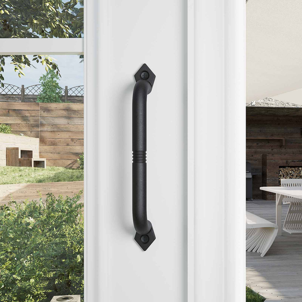 EaseLife Barn Door Pull Handle,Rustic Black Cast Iron Grab,Easy Install…