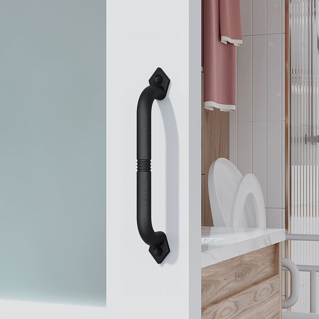 EaseLife Barn Door Pull Handle,Rustic Black Cast Iron Grab,Easy Install…