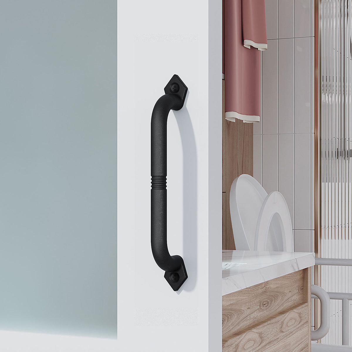 EaseLife Barn Door Pull Handle,Rustic Black Cast Iron Grab,Easy Install…