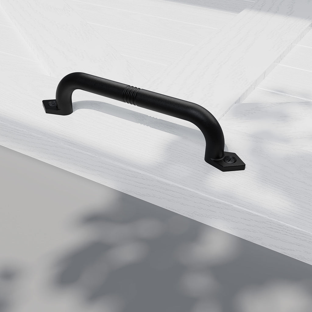 EaseLife Barn Door Pull Handle,Rustic Black Cast Iron Grab,Easy Install…