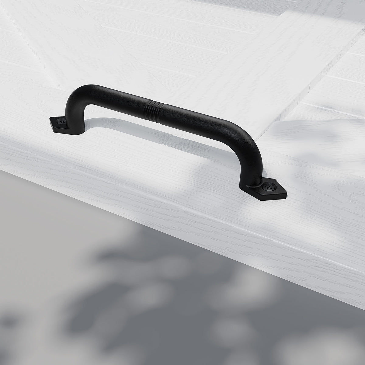 EaseLife Barn Door Pull Handle,Rustic Black Cast Iron Grab,Easy Install…