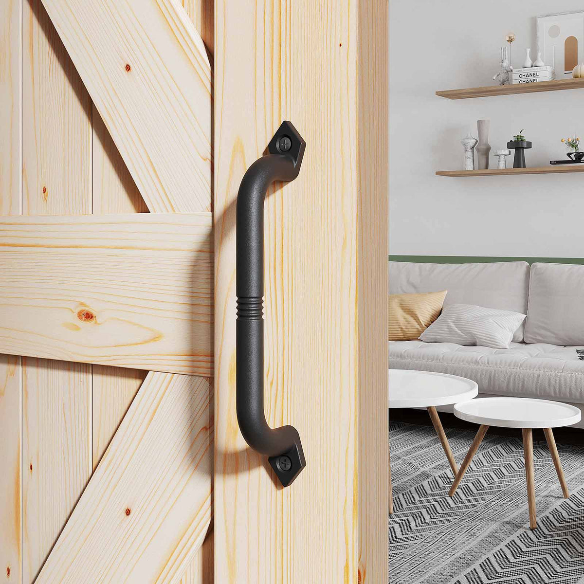 EaseLife Barn Door Pull Handle,Rustic Black Cast Iron Grab,Easy Install…