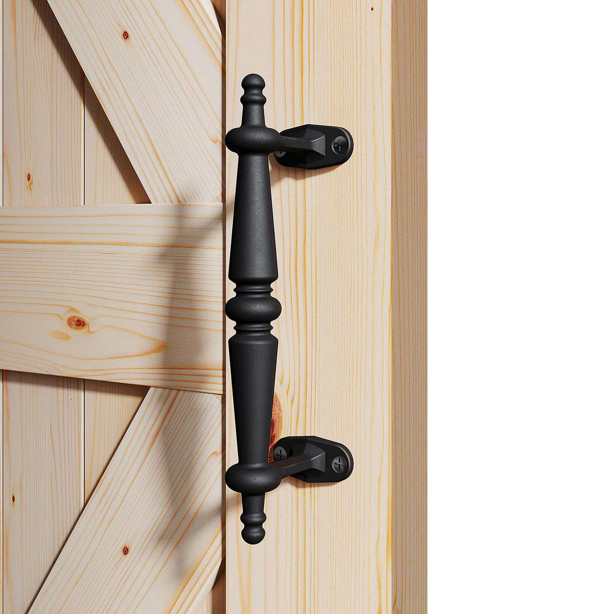 EaseLife Barn Door Pull Handle,Rustic Black Cast Iron Grab,Easy Install…