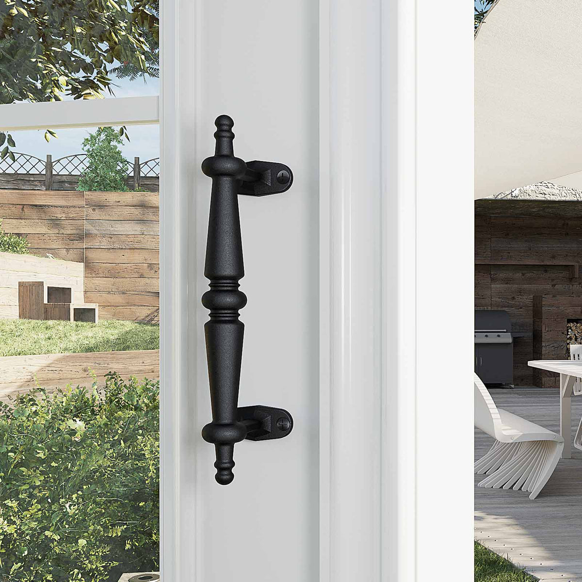 EaseLife Barn Door Pull Handle,Rustic Black Cast Iron Grab,Easy Install…