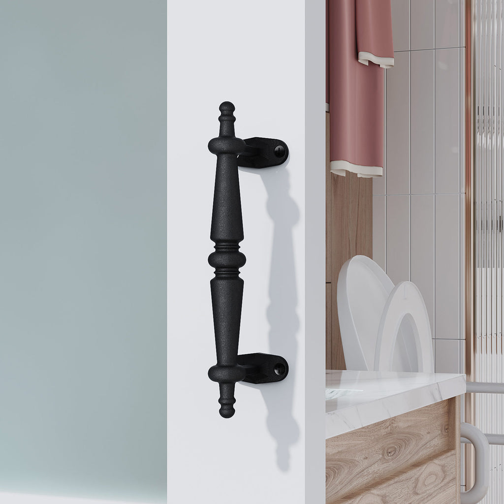 EaseLife Barn Door Pull Handle,Rustic Black Cast Iron Grab,Easy Install…