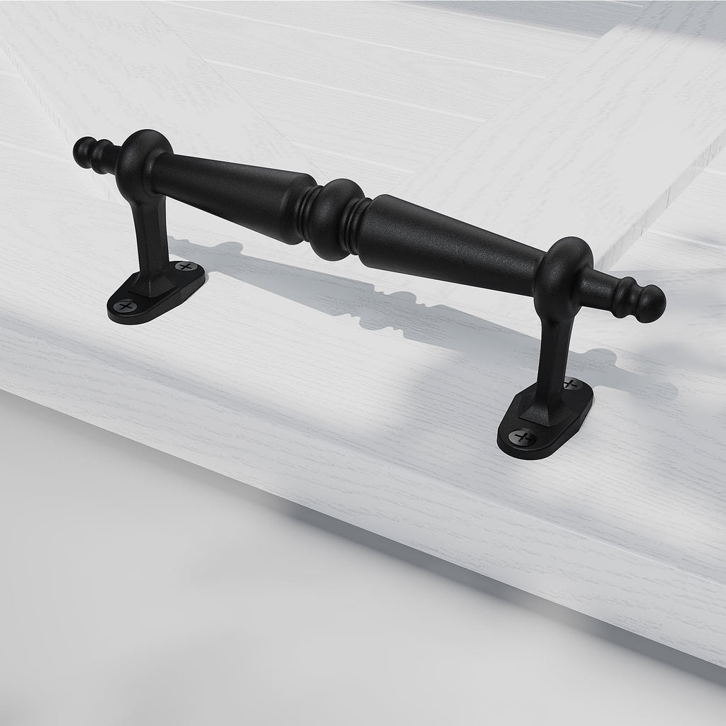 EaseLife Barn Door Pull Handle,Rustic Black Cast Iron Grab,Easy Install…