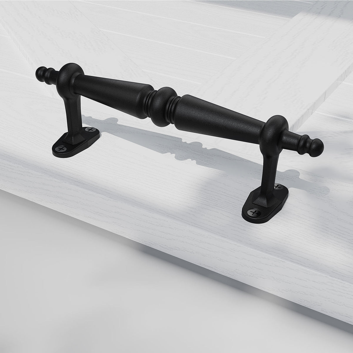EaseLife Barn Door Pull Handle,Rustic Black Cast Iron Grab,Easy Install…