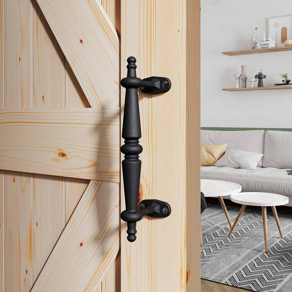 EaseLife Barn Door Pull Handle,Rustic Black Cast Iron Grab,Easy Install…
