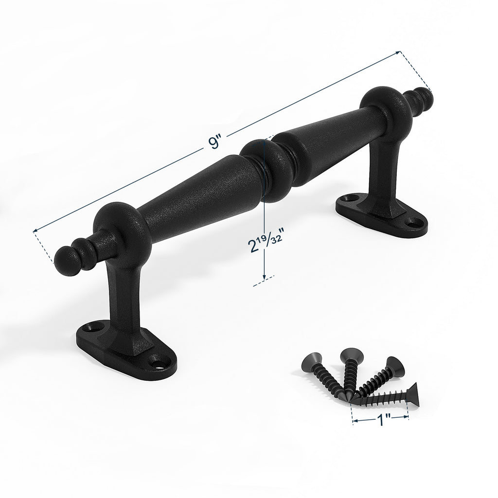 EaseLife Barn Door Pull Handle,Rustic Black Cast Iron Grab,Easy Install…