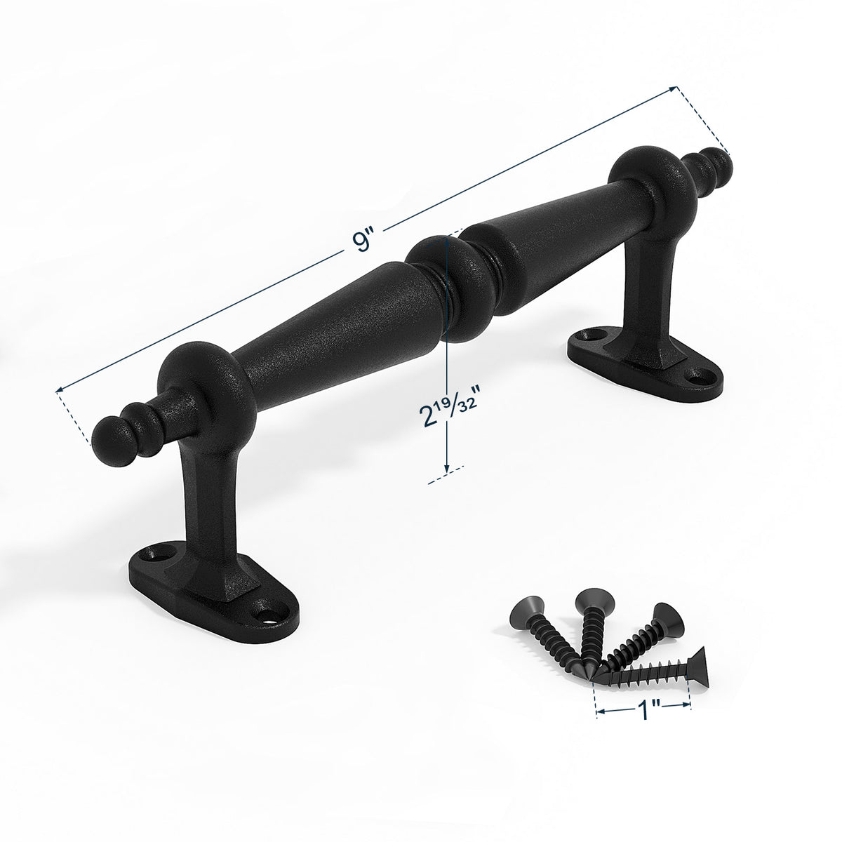 EaseLife Barn Door Pull Handle,Rustic Black Cast Iron Grab,Easy Install…