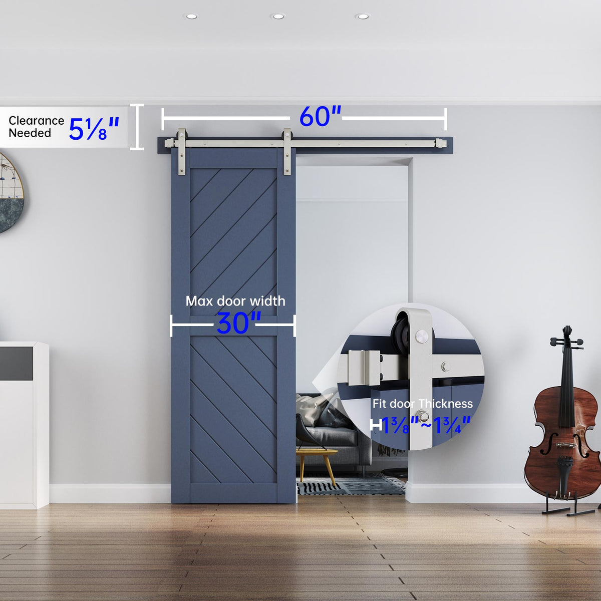 EaseLife Heavy Duty Brushed Nickel Sliding Barn Door Hardware Track Kit,Modern,Sturdy,Slide Smoothly Quietly,Easy Install