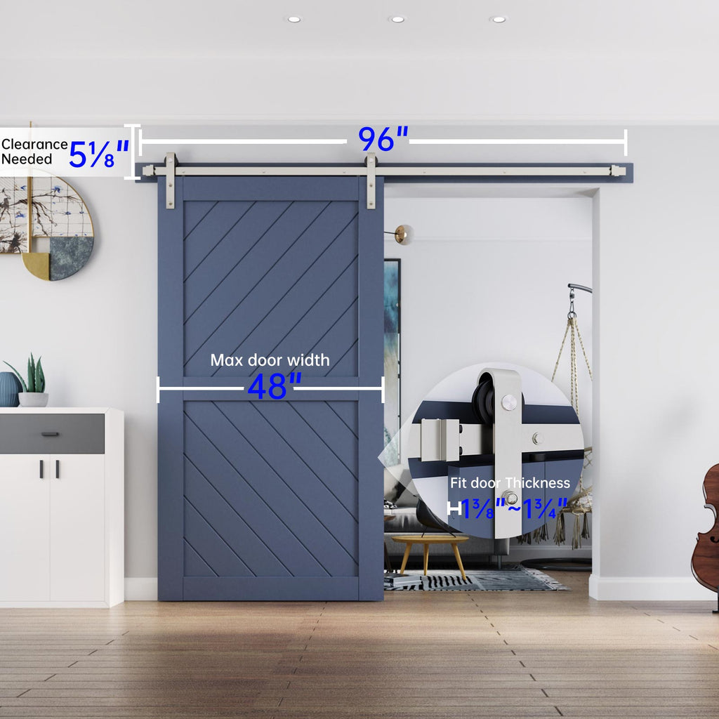 EaseLife Heavy Duty Brushed Nickel Sliding Barn Door Hardware Track Kit,Modern,Sturdy,Slide Smoothly Quietly,Easy Install