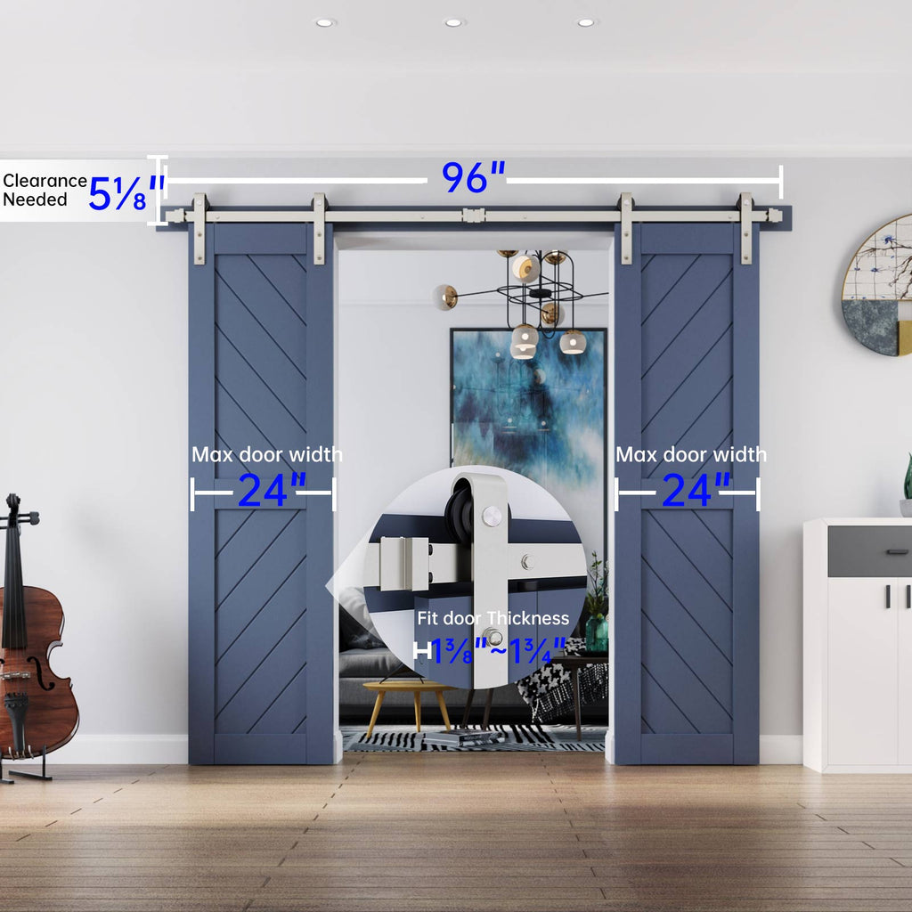 EaseLife Heavy Duty Brushed Nickel Sliding Barn Door Hardware Track Kit,Modern,Sturdy,Slide Smoothly Quietly,Easy Install