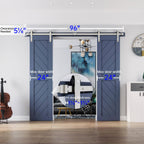 EaseLife Heavy Duty Brushed Nickel Sliding Barn Door Hardware Track Kit,Modern,Sturdy,Slide Smoothly Quietly,Easy Install
