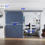 EaseLife Heavy Duty Brushed Nickel Sliding Barn Door Hardware Track Kit,Modern,Sturdy,Slide Smoothly Quietly,Easy Install