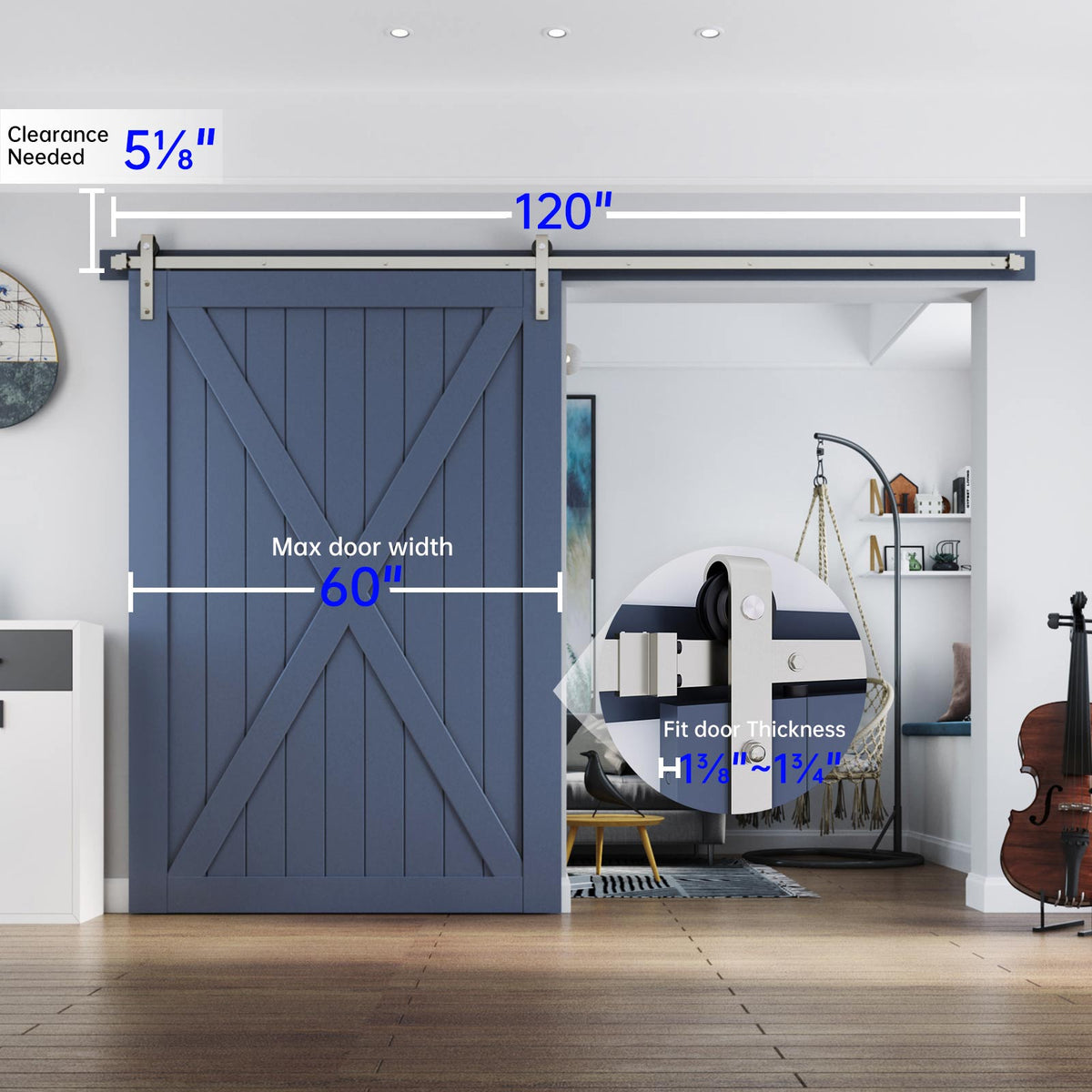 EaseLife Heavy Duty Brushed Nickel Sliding Barn Door Hardware Track Kit,Modern,Sturdy,Slide Smoothly Quietly,Easy Install