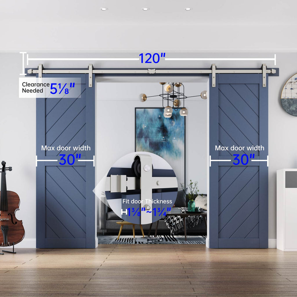 EaseLife Heavy Duty Brushed Nickel Sliding Barn Door Hardware Track Kit,Modern,Sturdy,Slide Smoothly Quietly,Easy Install